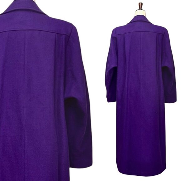 Miss New Yorker Vintage 80s Wool Blend Purple Longline Overcoat Size XL - Picture 9 of 14